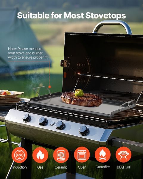 24x16 In Flat Top Griddle Carbon Steel Universal BBQ Grill Pan Cookware_voghion.com