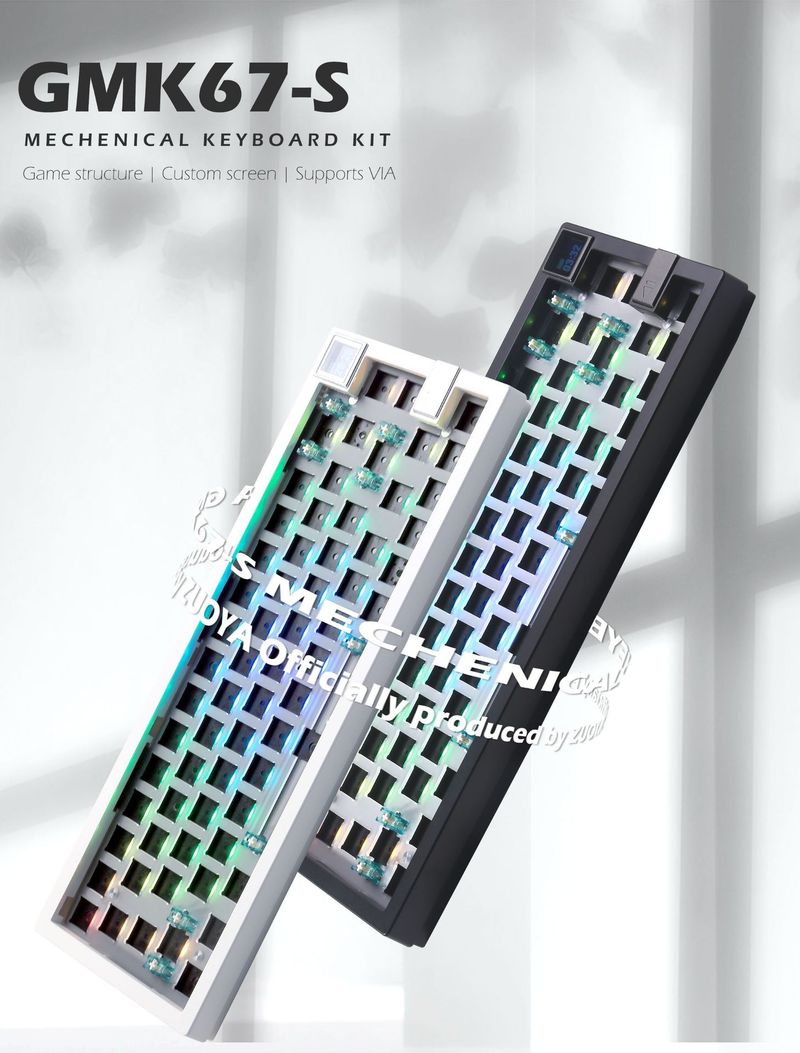 ZOIA GMK67-S Three-mode Customized DIY Mechanical Keyboard Kit With Display Screen Hot-swappable RGB Backlight_voghion.com