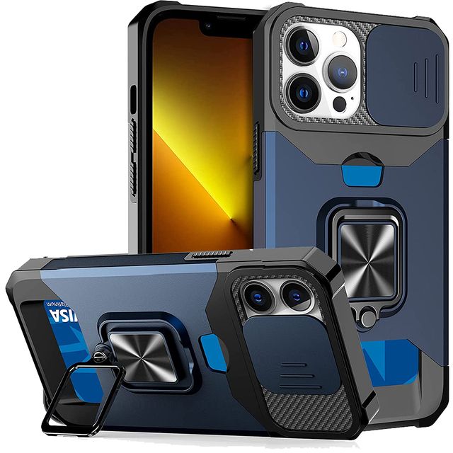Case For IPhone 16 15 14 13 12 11 Pro Max Plus XR X XS 8 7 Heavy Duty Protection With Sliding Camera Cover And Card Clip Cover_voghion.com