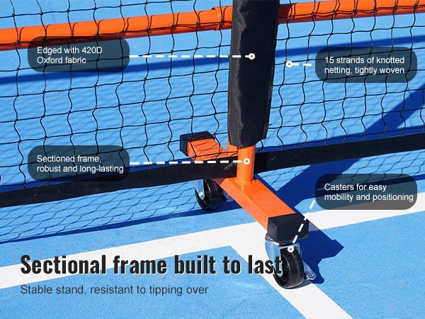 VEVOR Pickleball Net Set, 22FT Regulation Size Portable Pickleball System With Bags, Balls, Paddles, Wheels, And Court Lines, Weather Resistant Metal Frame & PE Net, For Outdoor Backyard Driveway_voghion.com