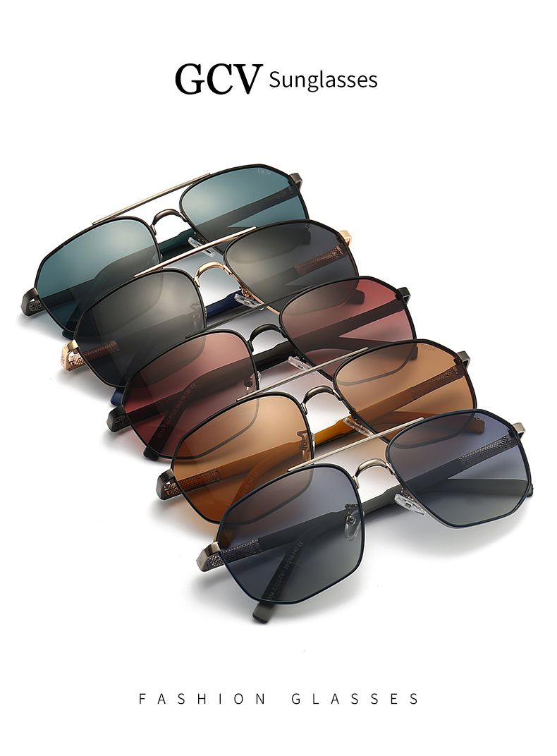 GCV Brand Classic Pilot Square Polarized Sunglasses Metal Frame Men's Driving Male Sun Glasses Eyewear UV Blocking_voghion.com