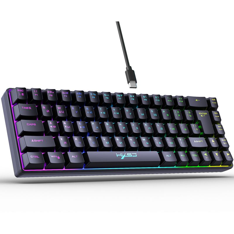 Russian 68 Keys Wired Thin Film Keyboard RGB Backlight Suitable For Gaming Office Ergonomic Design Cross Border Spot_voghion.com