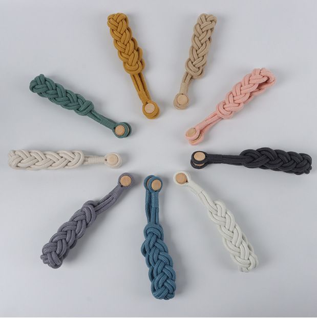 New Simple Style Natural Wood Braided Cotton Rope Curtain Tiebacks Drilling No Installation Buckle Magnetic Attachment_voghion.com