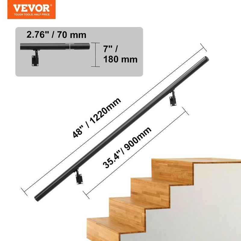 Kit Mount Stair For Hand Installation Handrail Rail Stairs Alloy Handrails Railing 44 Indoor Thickened Ft With 4 Wall Aluminum_voghion.com