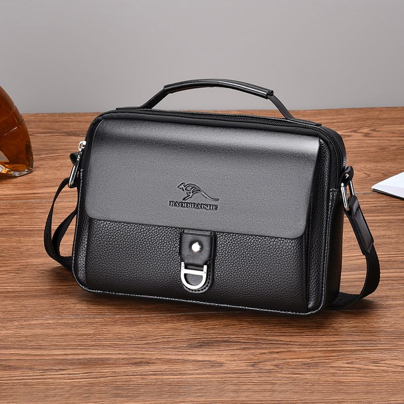 Small Male Shoulder Briefcase For Man PU Leather Tote Handbag Porter Messenger Satchels Crossbody Square Side Ipad Pouch_voghion.com