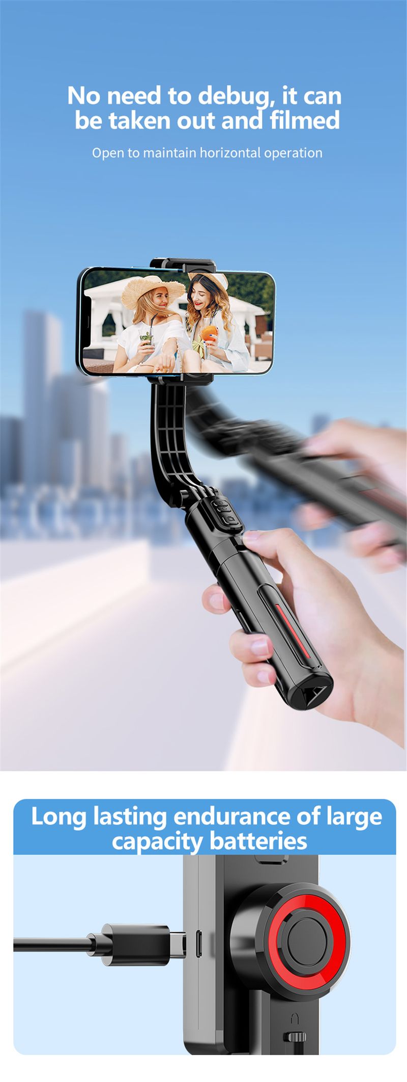 FANGTUOSI Handheld Gimbal Stabilizer 360° Rotation Stabilizer Anti-Shake Selfie Stick Fill Light For Phone_voghion.com