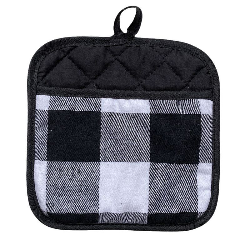 Heat-Resistant Black And White Checkered Thickened Gloves Dual-Use Microwave Oven Kitchen Dining Table Plate Mat_voghion.com