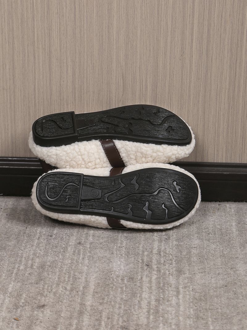 Women's Slip-On Winter Booties - Plush Faux Fur Lined House Shoes With Memory Foam (White/Brown/Black)_voghion.com