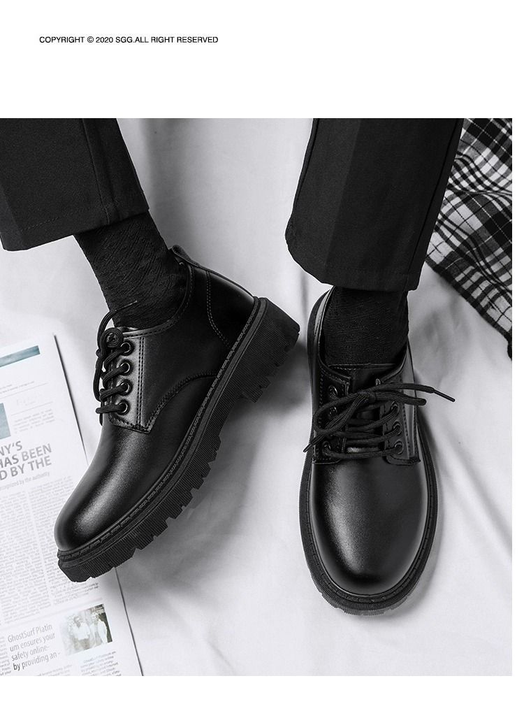 Men's Shoes Leather Shoes New Spring And Autumn Black Casual Leather Shoes Men's Business Lace Up Formal Men's Leather Shoes_voghion.com