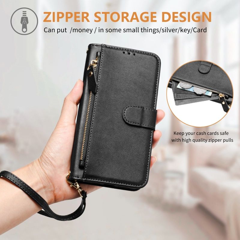Wireless Charging Leather Zip Wallet Card Phone Case For Sony Xperia VI 2024 10V 5V 1V 5 10 1 IV Lanyard Purse Flip_voghion.com