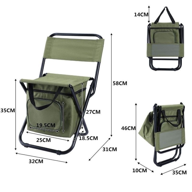 Cadeira dobrável portátil 3 em 1 para lazer ao ar livre, camuflagem, pequena, acampamento, pesca, bolsa de gelo_voghion.com