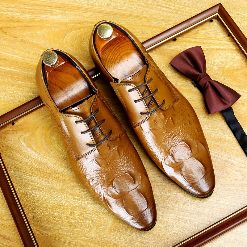 Regal Footwear Herrenschuhe im europäischen Stil mit Krokodilmuster, Leder, große Größe_voghion.com