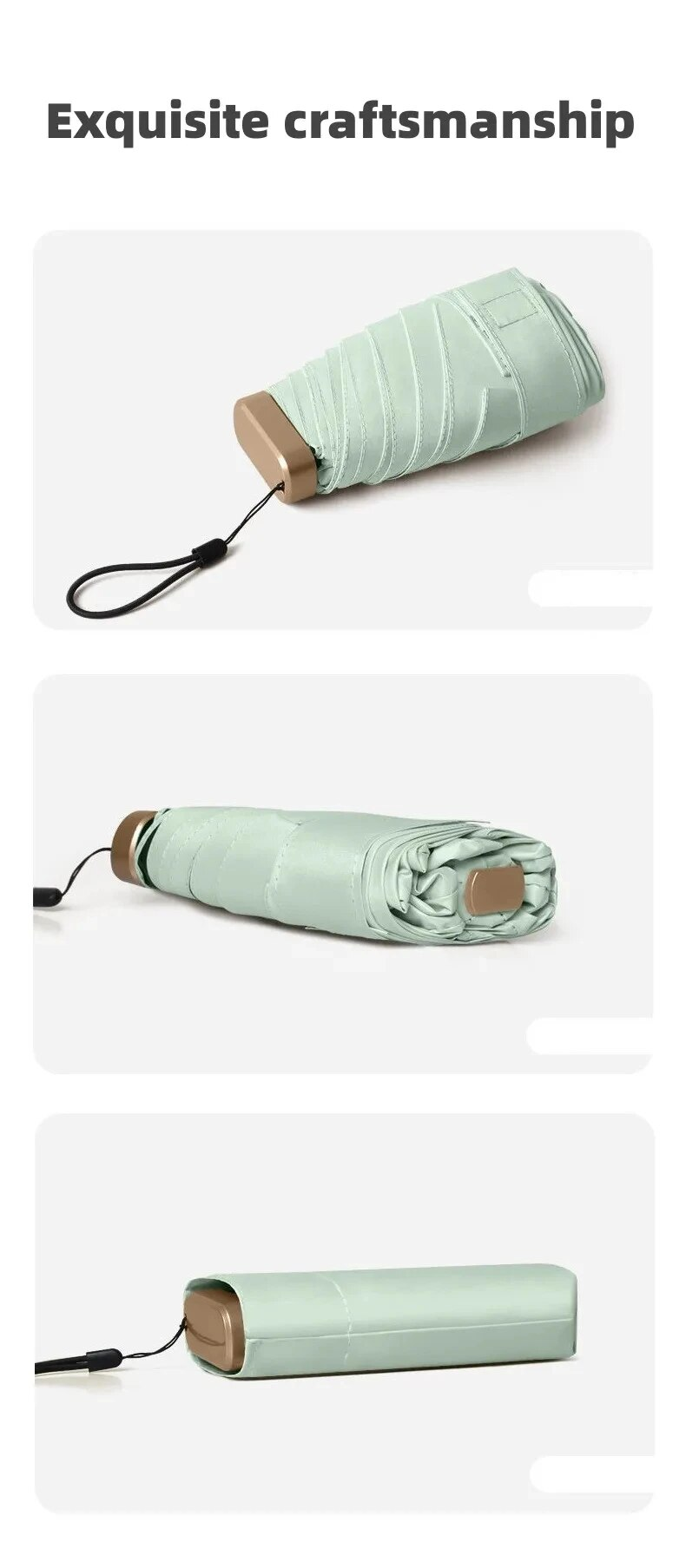 70% Off Mini Small Rain Vinyl Folding Umbrella UV Ultraviolet Protection Sun Shade Pocket Parasol_voghion.com