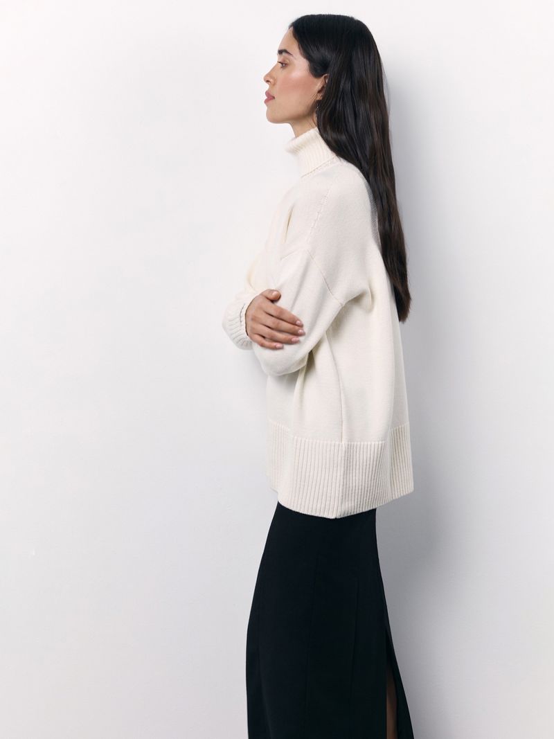 Übergroßer Pullover mit hohem Halsausschnitt für Damen – weicher Strickpullover mit überschnittenen Schultern, lässige, lockere Passform, bequemes, warmes Winteroberteil_voghion.com