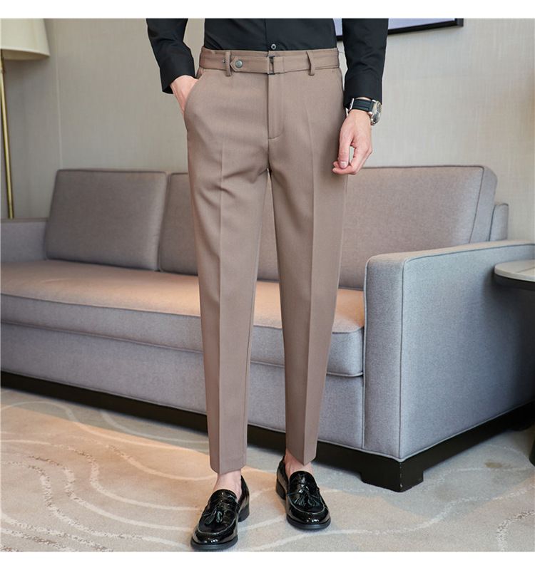 Hersteller Großhandel Herren Qualität Anzug Hosen personalisierte Gürtel nicht-ig High-End schlanke Passform Blick auf koreanischen Casual_voghion.com