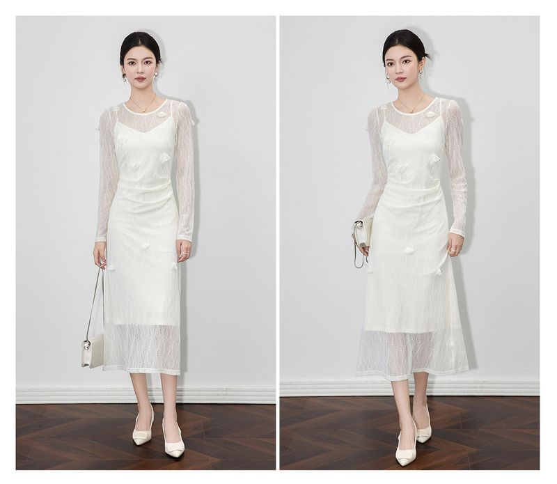 ragazza Ragazza 2512306 - Super Fairy Lady Elegante Abito in pizzo sottile con decorazione tridimensionale leggermente trasparente e traforato_voghion.com