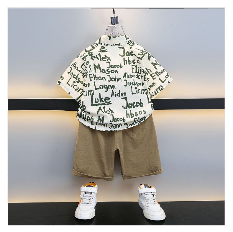 Summer Dress Shirt & Shorts Set – Classic White Cotton Polo With Black School Uniform Shorts For Toddler & Kids_voghion.com