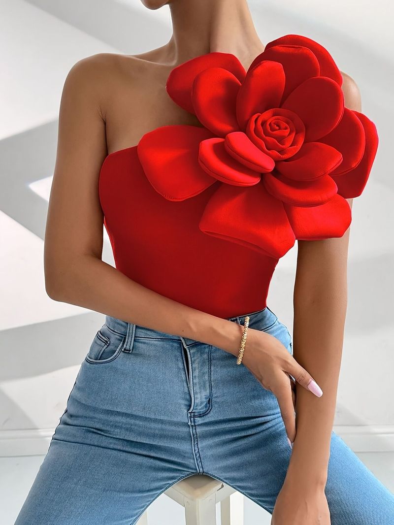 Gilet sottile senza maniche con tre grandi fiori 3D per donna_voghion.com