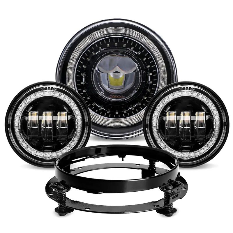 7 Inch Round Headlights And 4.5" 30w Passing Fog Lights,Dragon Eye Pattern Super Bright Motorcycle Headlight For Harley Davidson_voghion.com