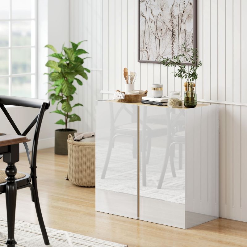 Kommode, Credenza con chiusura ammortizzata, Anpassbares Regal, Für Wohnzimmer, Küche, Esszimmer, Weiß_voghion.com