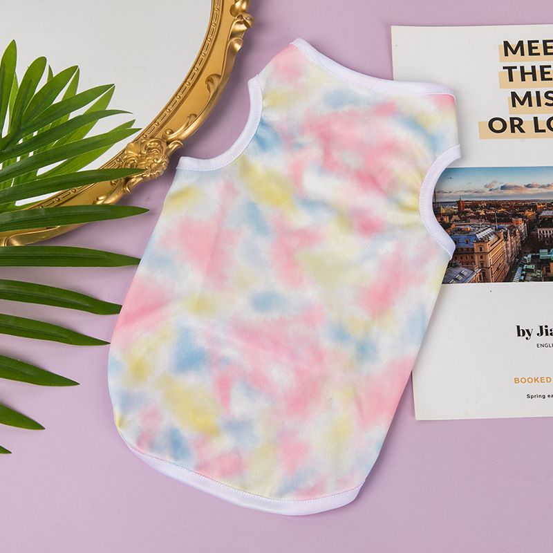 New Pet Clothes Tie-Dye Summer Vest Jumpsuit Quick-Dry Breathable Large Medium Small Dog Clothing_voghion.com