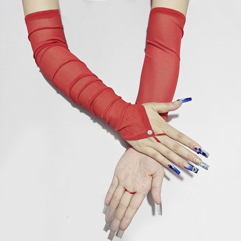 Gants longs sans doigts en maille élastique de 50 cm pour femme, parfaits pour la conduite, les mariages, les fêtes et l'opéra._voghion.com