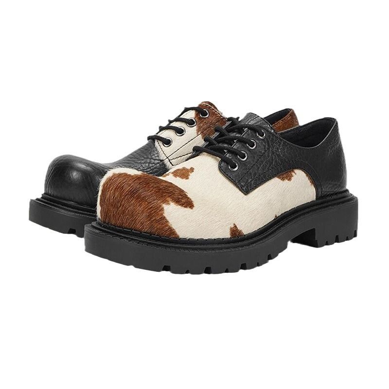 26ss Unisex Rosshaar Derby Milchfarbe Mandarinente Kleine Schnürung Blockabsatz Dicke Sohle Weiches Leder Freizeitschuhe Trendy 2026 Beliebt_voghion.com