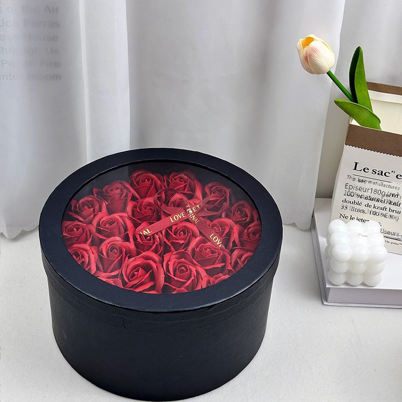 Kulatá kreativní květinová krabička, věčný mýdlový květ, růže, dárková krabička, Valentýn, novoroční květiny pro dívky, narozeninový dárek_voghion.com