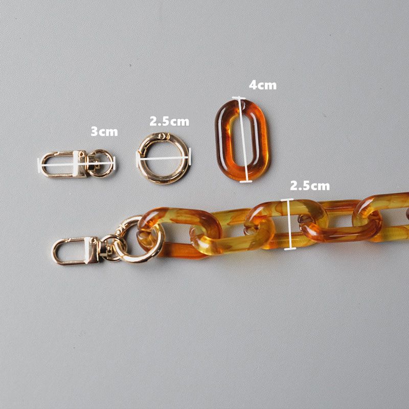 Fashion Beige Amber Transparent Acrylic Resin Thick Chain Shoulder Strap Women's Bag Accessories_voghion.com