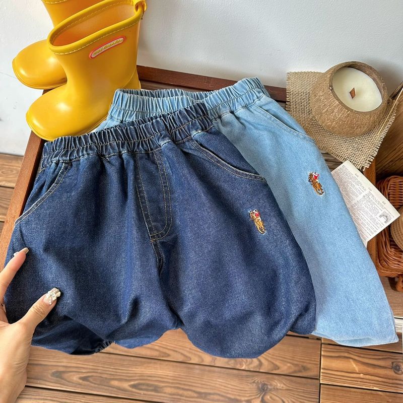 Otroška oblačila Otroške kavbojke Jesen in zima 2024 Novo v prodaji za fante in deklice, proste ohlapne kavbojke, otroške široke hlače_voghion.com