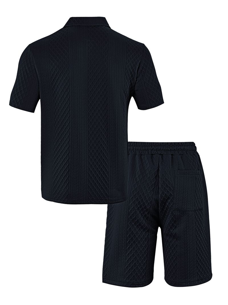 Ropa de verano para hombre, nueva camiseta polo deportiva de manga corta con solapa fina y tejido jacquard para hombre_voghion.com