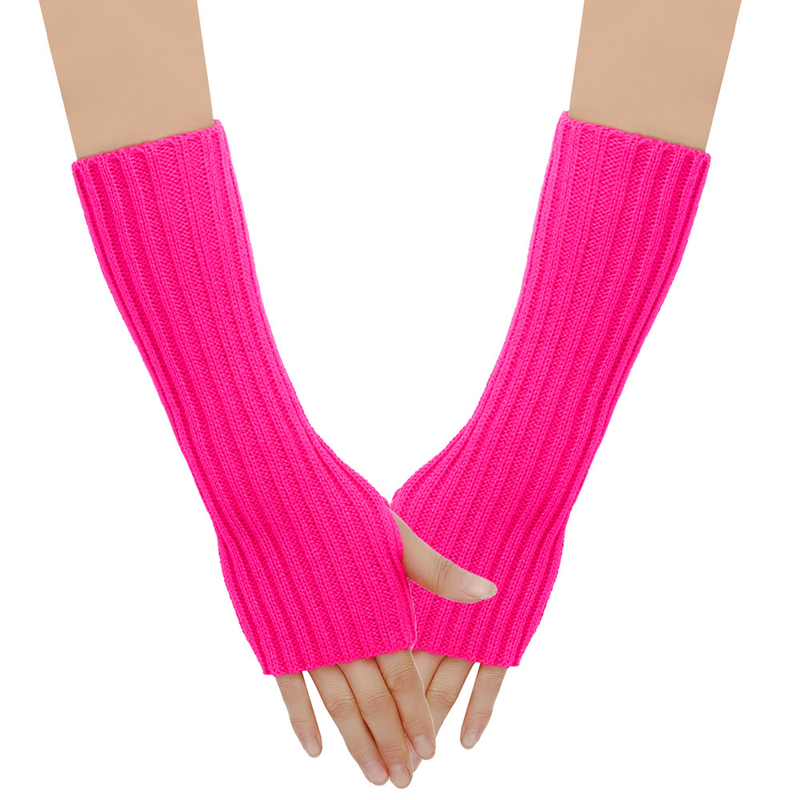 Autumn Winter Long Gloves For Men And Women, Sleeves, Half Finger, Fingerless, Warm Arm Covers, Knitted Gloves,_voghion.com