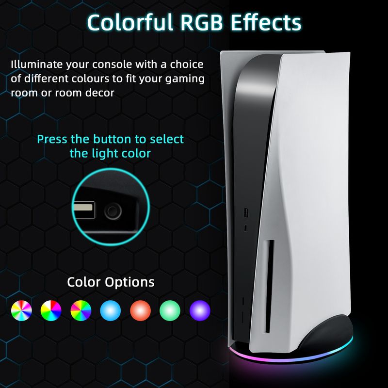 RGB-LED-Atmosphäre, vertikale Beleuchtung, Basishalter, Ständer, horizontale Station mit USB-Hub für Gamepad/Tastatur für die PS5-Spielekonsole_voghion.com