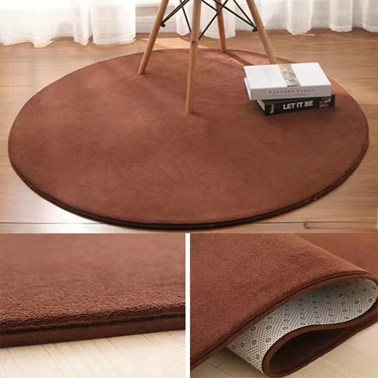 Coral Fleece Round Short Plush Home Living Room Bedroom Carpet Computer Chair Hanging Basket Bedside Floor Mat_voghion.com