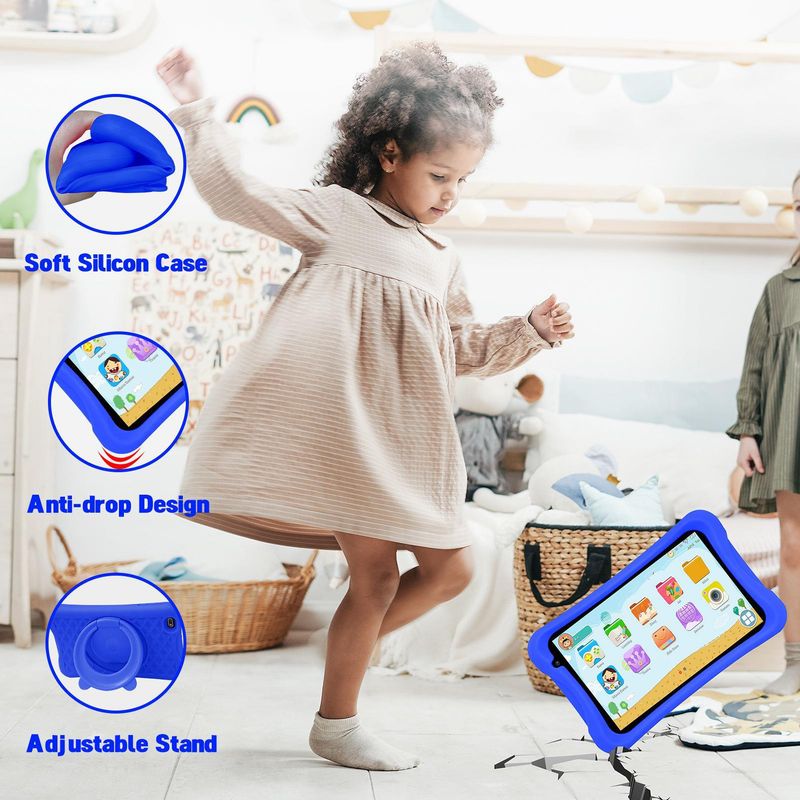 8 Zoll Pritom L8K Kinder-Tablet mit schützender Silikonhülle, Android OS, 2 GB RAM 64 GB Speicher, WLAN, Doppelkamera, GPS, IPS-Bildschirm_voghion.com