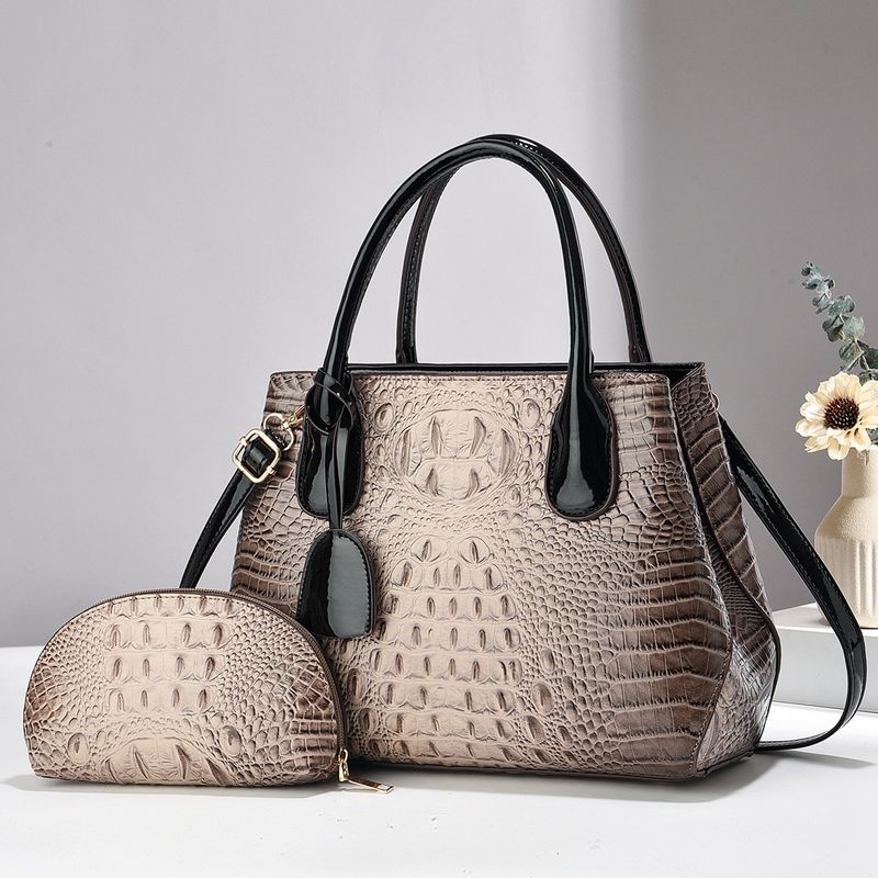 Handbag Set For Women Ostrich Pattern Solid Color High Two-piece Set Simple Texture One-shoulder Oblique Span Female Bun Female Bag_voghion.com