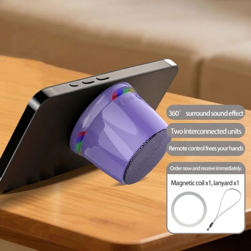 Mini enceinte magnétique Bluetooth 5.3, basses profondes, anti-perte, lumière RVB, design compact, son HD, caisson de basses portable_voghion.com