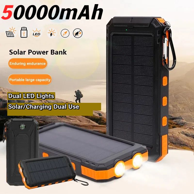 Caricabatterie per cellulare portatile con batteria esterna di grande capacità, caricabatteria solare da 50000 mAh, ricarica rapida_voghion.com