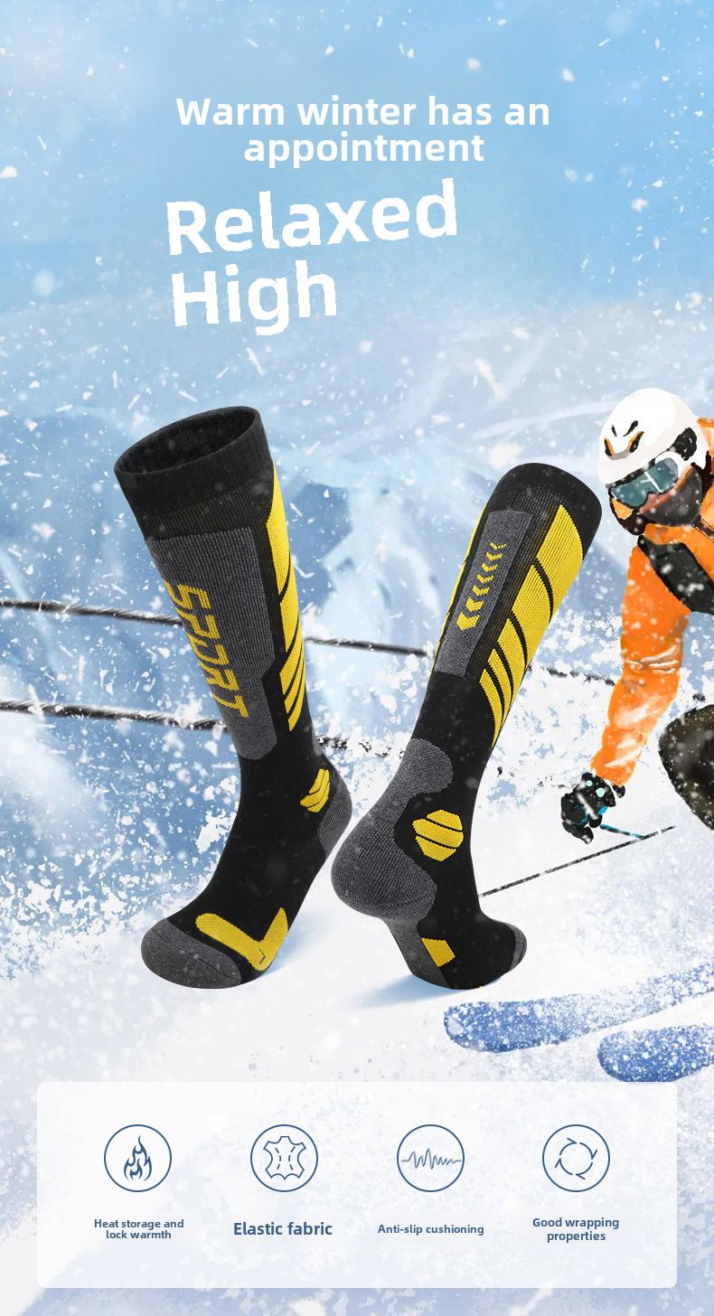 Calcetines gruesos y cálidos de otoño e invierno, calcetines largos de algodón con fondo de toalla, calcetines de nieve, calcetines deportivos para hombres y mujeres, calcetines de esquí de felpa transfronterizos_voghion.com