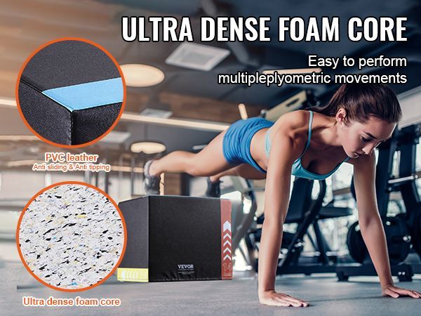 VEVOR 3 In 1 Plyometric Jump Box, 16/14/12 Inch Cotton Plyo Box, Platform & Jumping Agility Box, Anti-Slip Fitness Exercise Step Up Box For Home Gym Training, Conditioning Strength Training, Black_voghion.com