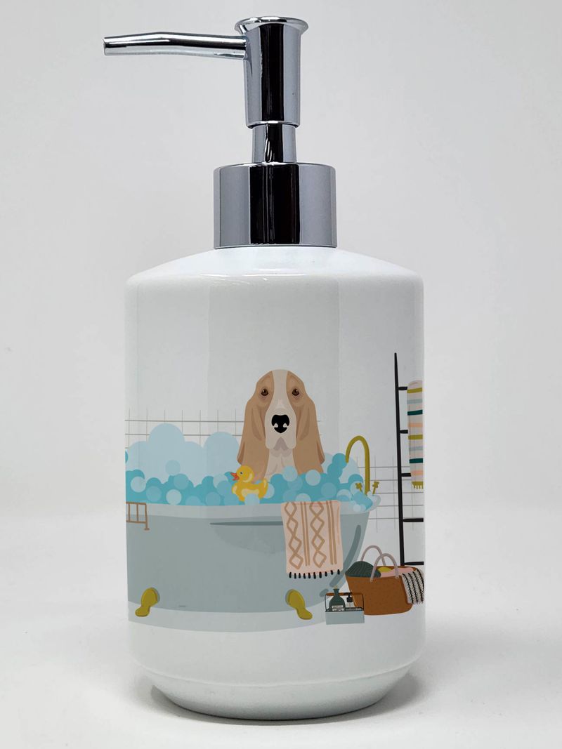 Lemon and White Tricolor Basset Hound Ceramic Soap Dispenser Hand Soap Dispenser Pump Bottles for Bathroom Kitchen, Empty Refillable Liquid Soap Conta_voghion.com