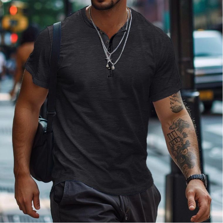 T Shirt Men Casual High Quality Summer Short Sleeve O Neck Mens T Shirts Fashion Basic T-shirt Male Gym Street Vacation_voghion.com