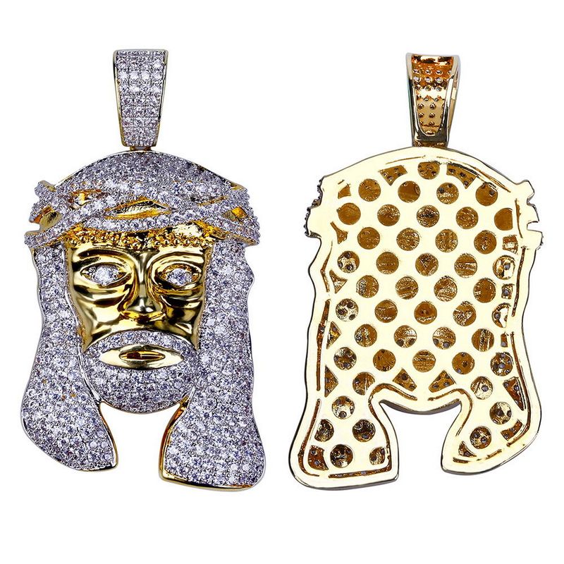 Necklaces New Micro Inlaid Pendant Chain Head Portrait And Ruby Hiphop Hip Hop Necklace Combination Set_voghion.com