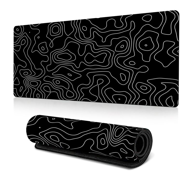 Hot-selling Black And White Contour Line Mouse Pad Large Terrain Texture Table Mat E-sports Table Mat Non-slip_voghion.com