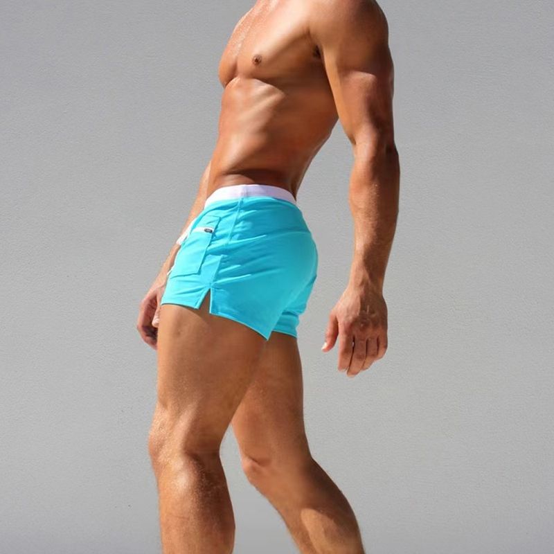 Men's Mid-Rise Sports Boxer Shorts - Solid Color With Secure Zipper & Drawstring (Anti-Slip & Breathable For Gym & Running)_voghion.com