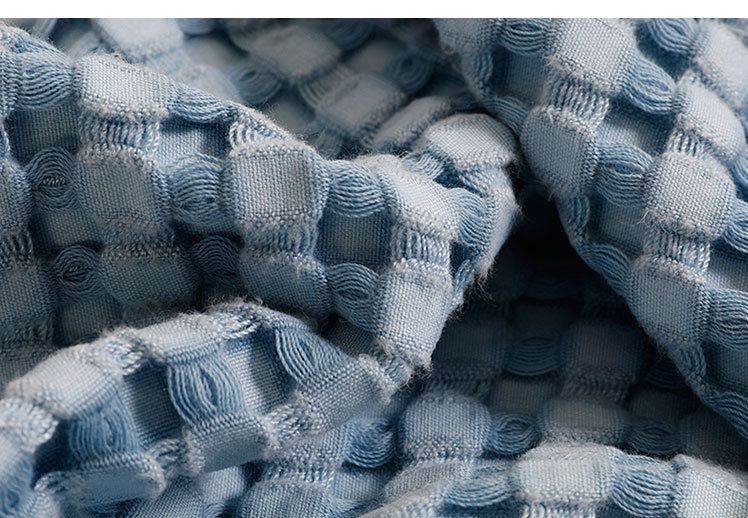 Coperta per divano in bambù e cotone per pausa pranzo, coperta a nido d'ape_voghion.com