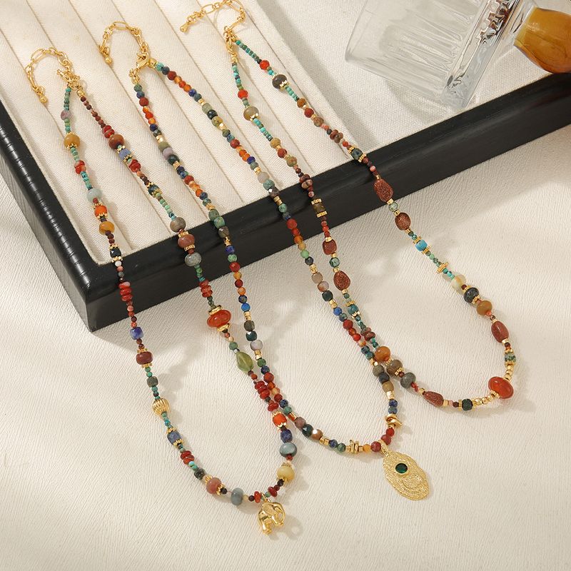 Pendente elefante in agata rossa francese, collana in pietra Jinsha, temperamento femminile, maglione etnico in pino naturale di Hubei_voghion.com