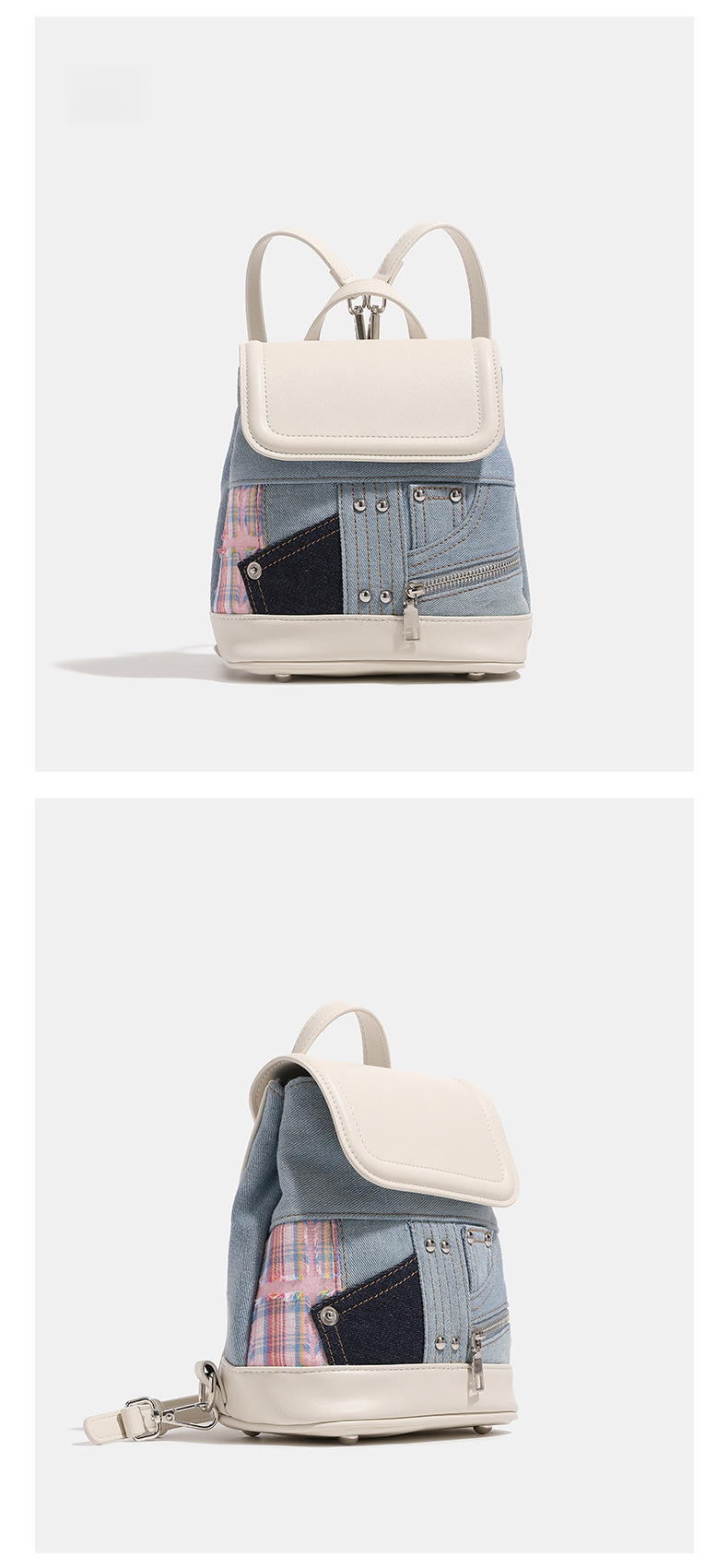 2025 Frühjahr und Sommer neue süße Denim bunte Liner Student kleine Schultasche_voghion.com