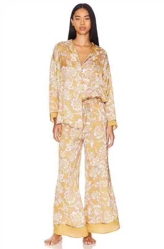 Women's Sleepwears Silk Satin Printed Home Clothes Suit Home Clothes Suit_voghion.com