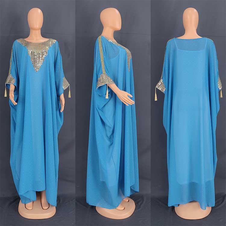 Γυναικείο abaya σιφόν πλαστικό φόρεμα Dubai μεγάλο μέγεθος swing φούστα_voghion.com
